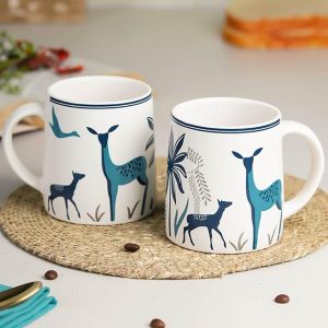 The Earth Store Stag Blue Coffee Mugs Set of 2