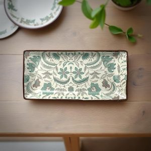 White Ceramic Serving Platter with Floral Design