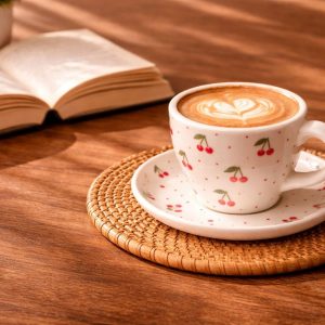 Cherry Print Ceramic Tea cup.