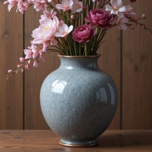 Elegant Blue Ceramic Flower Vase