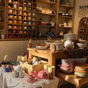 Aesthetic white ceramic vases with flower and pearls modern home decor styling