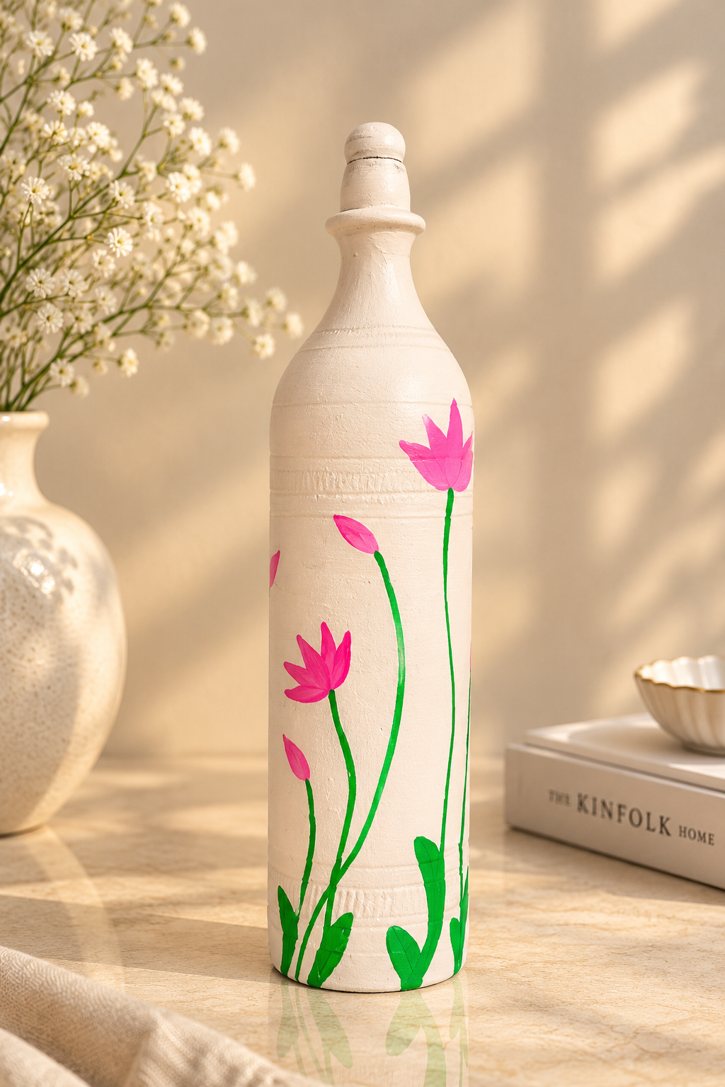 Hand-painted floral drinkware